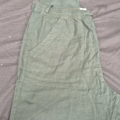 WHITE STUFF ELLE LINEN BLEND TROUSERS - MID GREEN - SIZE 16 R