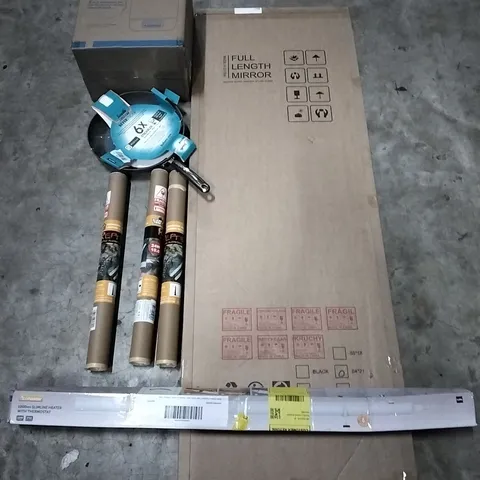 PALLET CONTAINING ASSORTED PRODUCTS INCLUDING STEAM STERILISER AND DRYER, SCOVILLE FRYING PAN, FULL LENGTH MIRROR, REPTILE FLUORESCENT LIGHTS & SLIMLINE HEATER