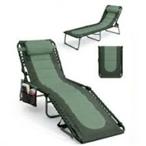 BOXED KEPLIN GARDEN COLOUR BLOCK SUN LOUNGER - GREEN (1 BOX)