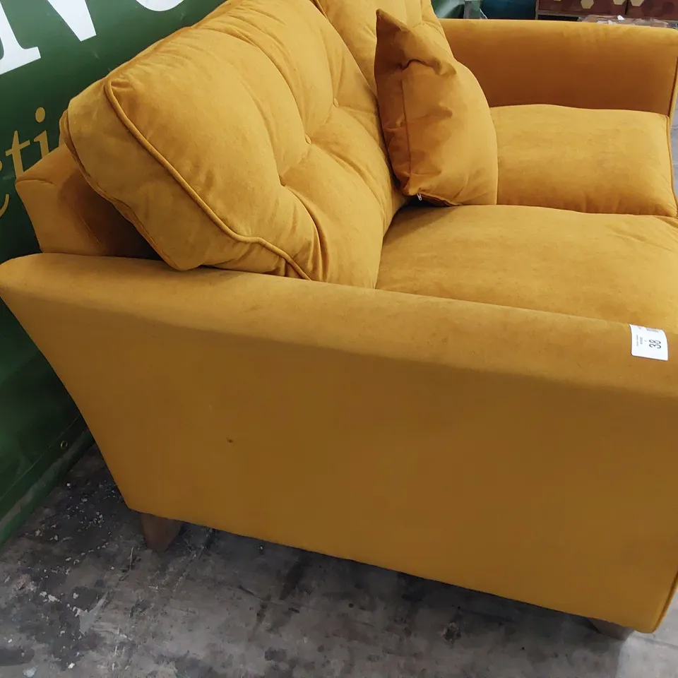 QUALITY BRITISH MADE LOUNGE Co TWO SEATER SOFA GOLD PLUSH FABRIC 
