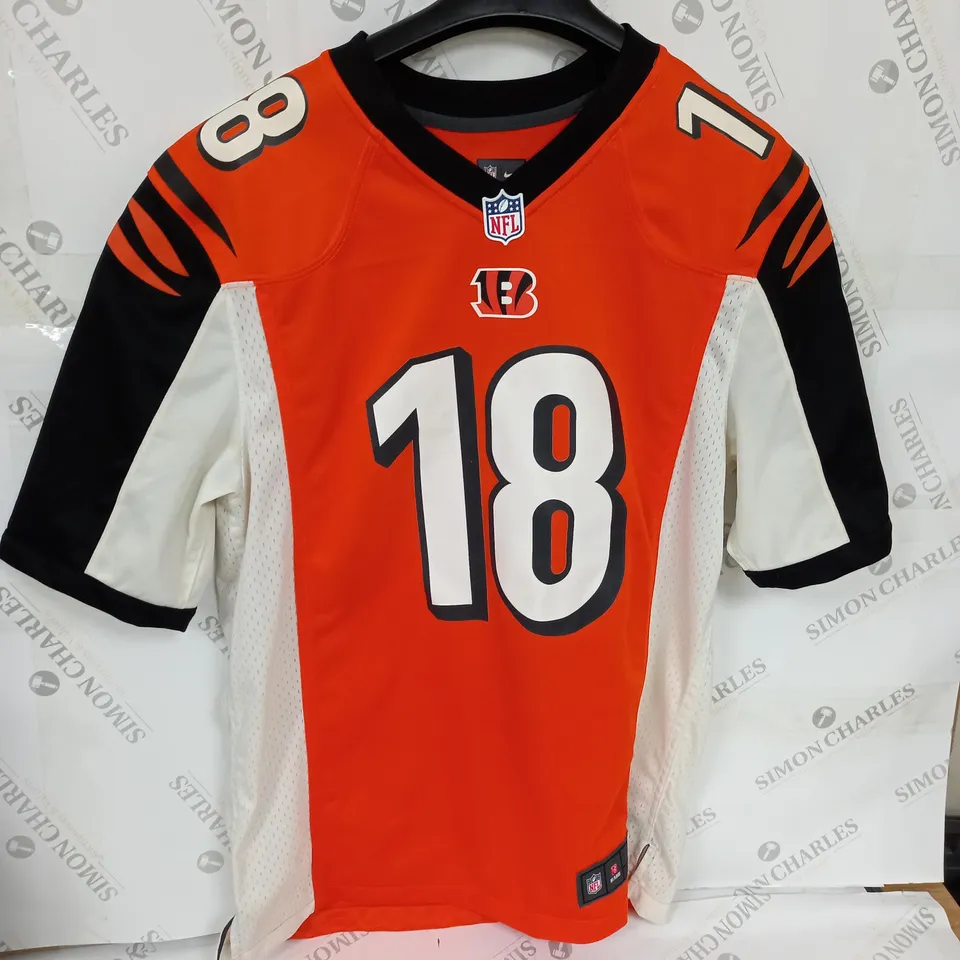 NFL CINCINNATI BENGALS JERSEY WITH GREEN 18 SIZE M