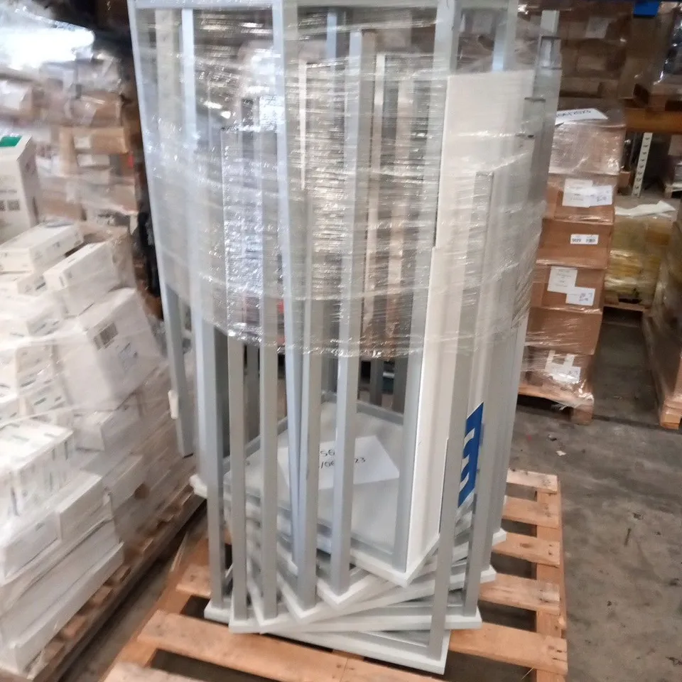 PALLET OF APPROXIMATELY 6 GREY TOPPED SQUARE TALL TABLE