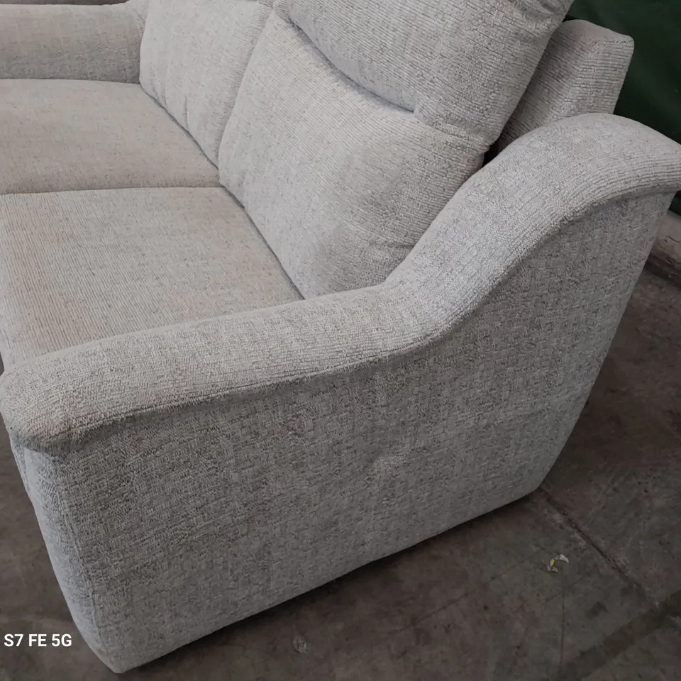 QUALITY BRITISH DESIGNER G PLAN FIRTH THREE SEATER SOFA EIDER GREY FABRIC 