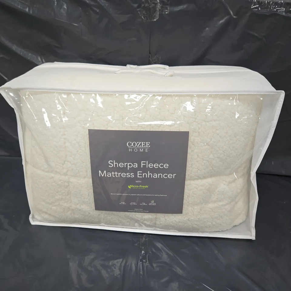 COZEE HOME SHERPA FLEECE MATTRESS ENHANCER IN WHITE