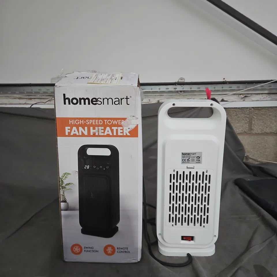 HOMESMART HIGH-SPEED TOWER FAN HEATER – WHITE, BOXED