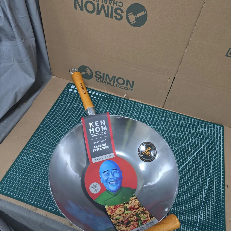 KEN HOM CARBON STEEL WOK 32 CM – DOUBLE‑HANDLED