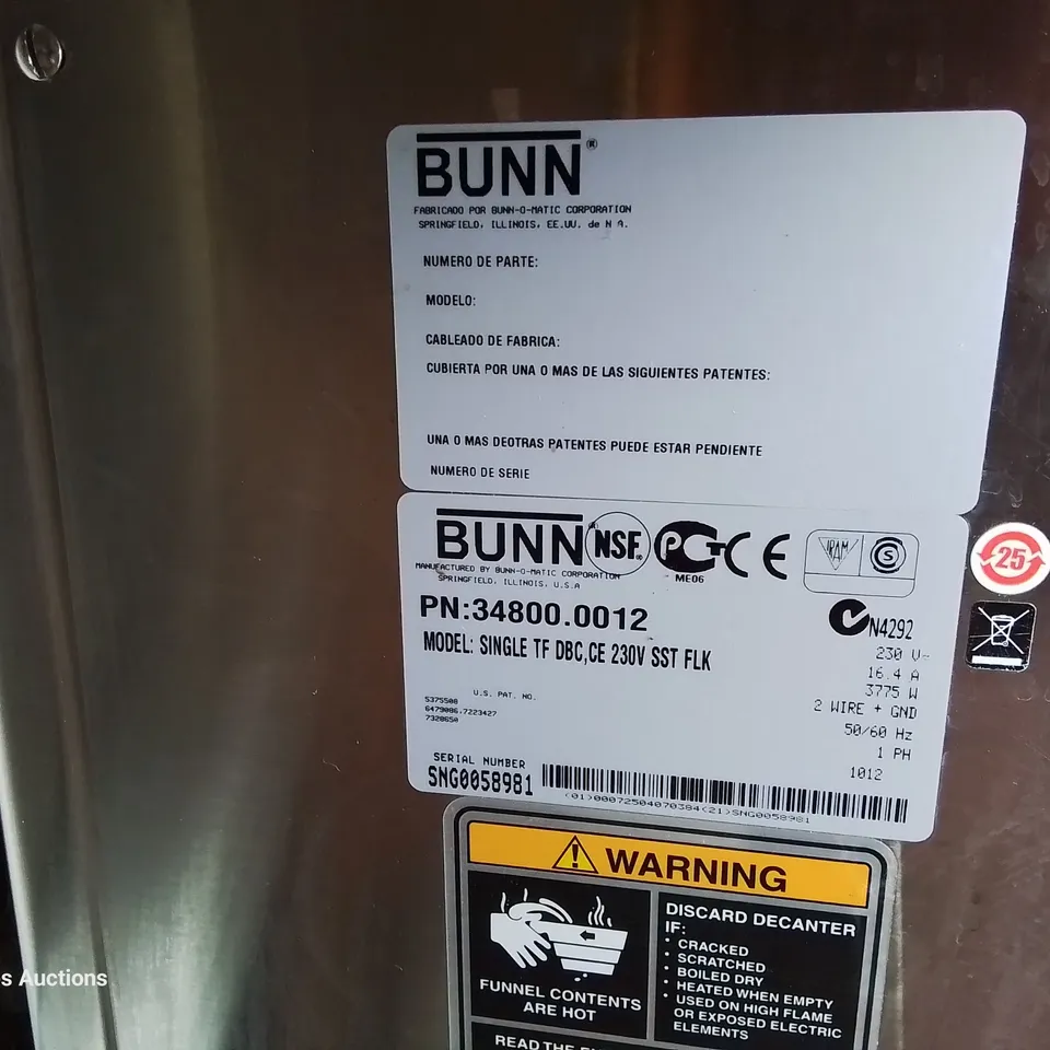 BUNN SINGLE TF COMMERCIAL COFFEE BREWER