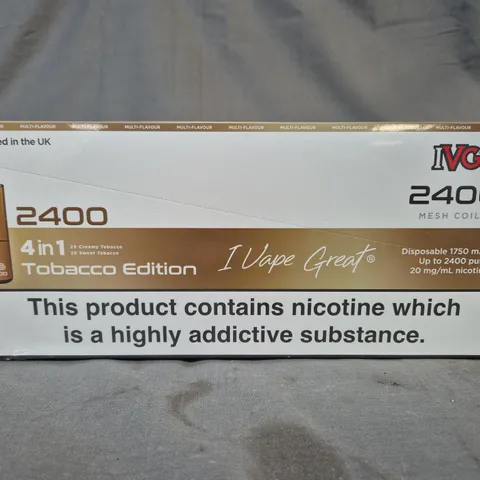 BOXED AND SEALED IVG 2400 4-IN-1 MULTI FLAVOUR TOBACCO EDITION