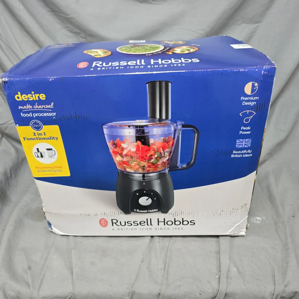 RUSSELL HOBBS DESIRE MATTE CHARCOAL 2-IN-1 FOOD PROCESSOR – BOXED 