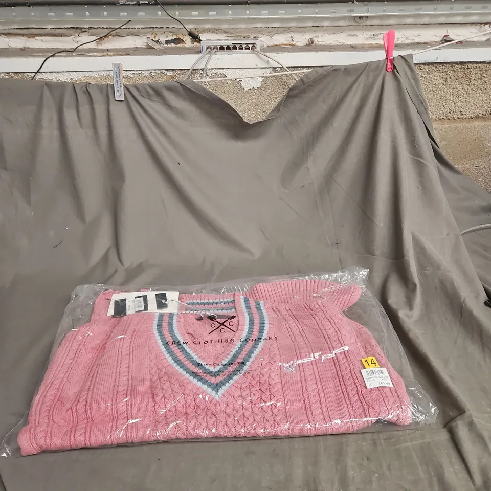 CREW CLOTHING COMPANY FOXPINK OVERSIZED COTTON CRICKET JUMPER – PINK - SIZE UK 14 
