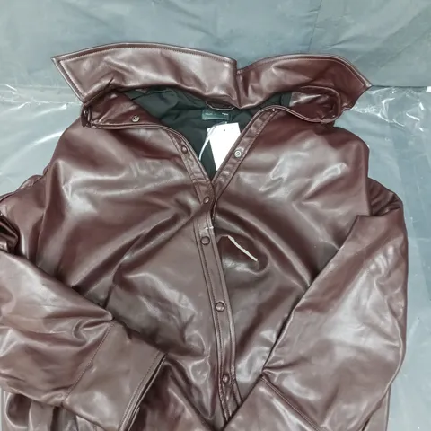 RUTH LANGFORD FAUX LEATHER JACKET IN BROWN - 14