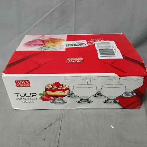 NOVA GLASSWARE TULIP SUNDAE SET – 6 PIECES (BOXED)