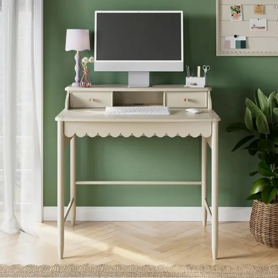 BOXED REMI SCALLOPED SMALL STEP UP DESK - NATURAL (1 BOX)
