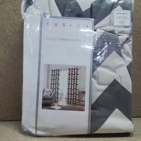 BRAND NEW FUSION FULLY LINED CURTAINS 117CM X 183CM - GREY