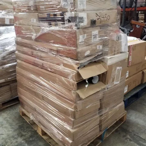 PALLET CONTAINING ASSORTED PRODUCTS INCLUDING ACRYLIC ROOFING SHEETS, WOODEN BREAKFAST TRAY & DIGITAL AIR COMPRESSOR