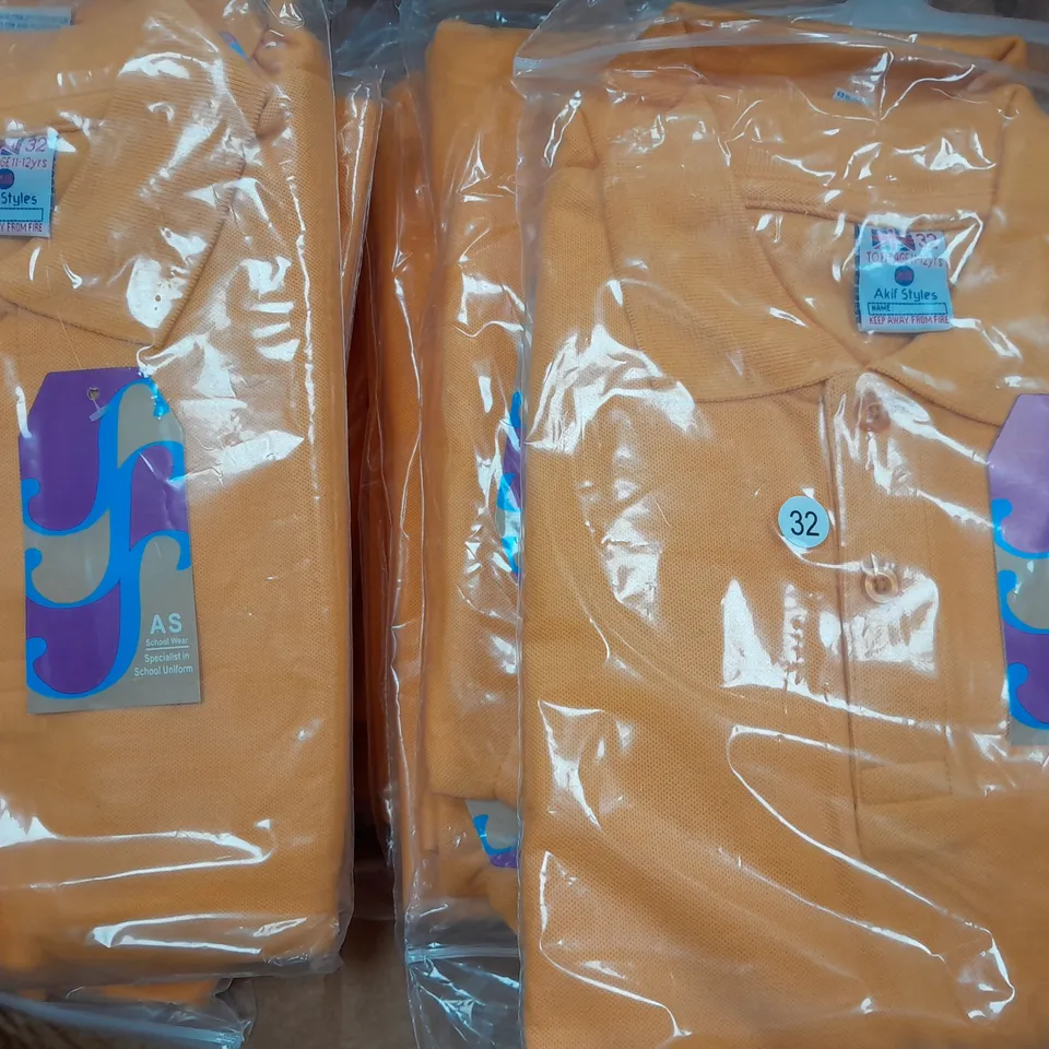 BOX OF APPROX. 39 AS SCHOOL WEAR BOYS POLO SHIRTS IN DIFFERENT SIZES TO INCLUDE - EU 28 - EU 26 - EU 32 ETC