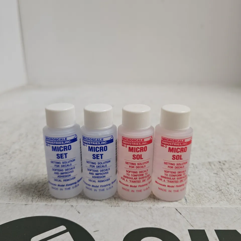 MICROSCALE MICRO SET & MICRO SOL DECAL SETTING SOLUTIONS – SET OF 4 BOTTLES
