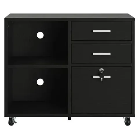 BOXED 3-DRAWER 2-SHELF WOODEN FILING CABINET (1 BOX)