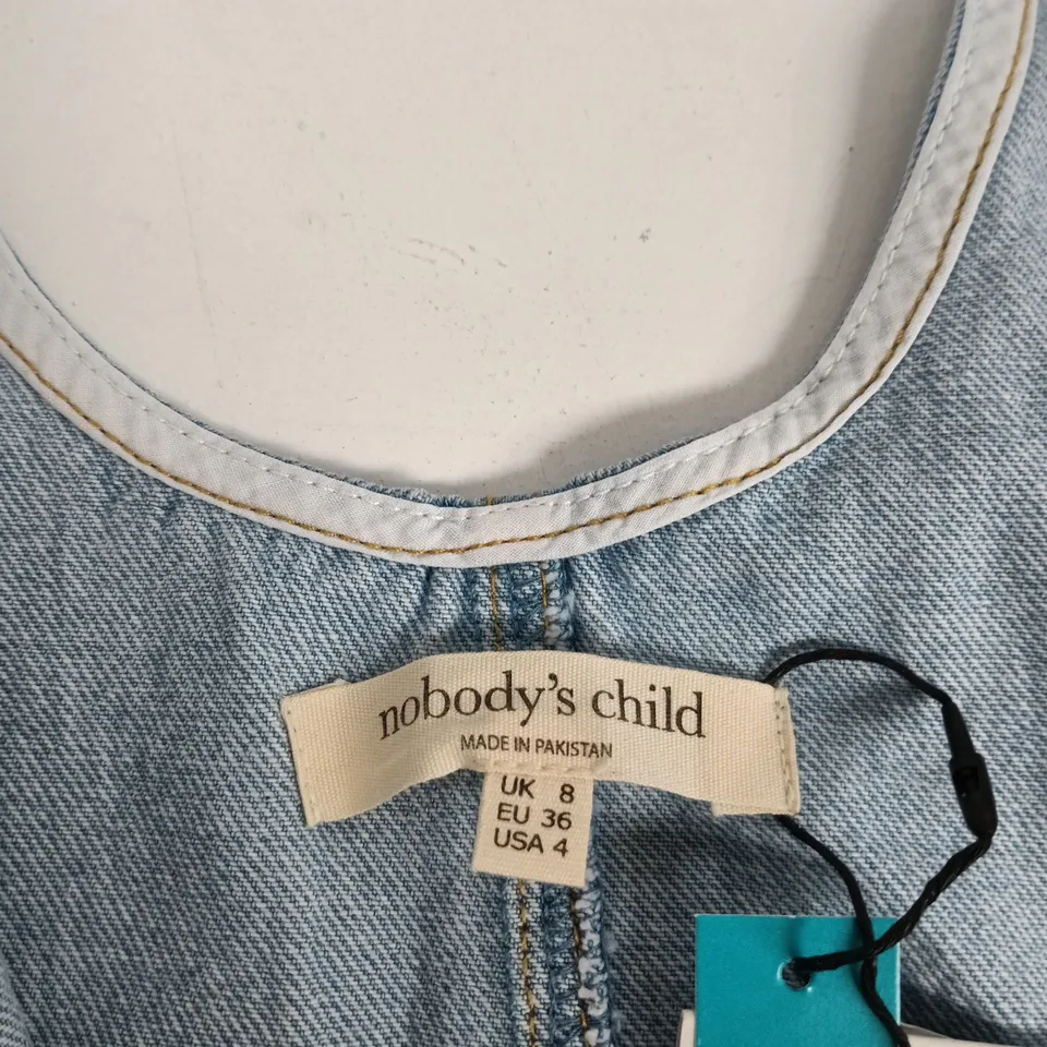 NOBODY'S CHILD DENIM MIDI DRESS – LIGHT WASH, UK 8 (EU 36, USA 4)