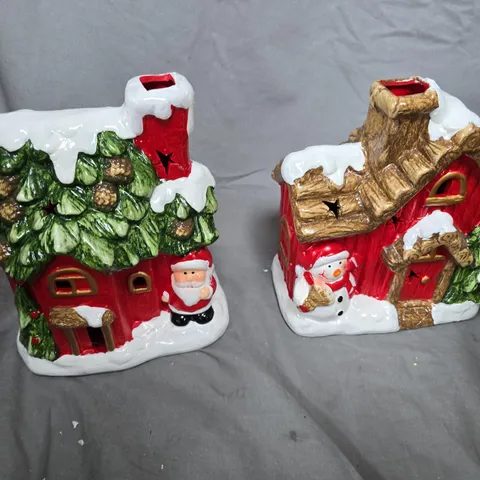 SANTA EXPRESS SET OF TWO PRE LIT CHRISTMAS HOUSES