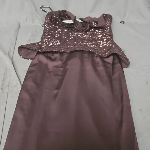LAVISH ALICE WOMEN'S SEQUIN BODICE EVENING DRESS, PLUM/BROWN, UK 10