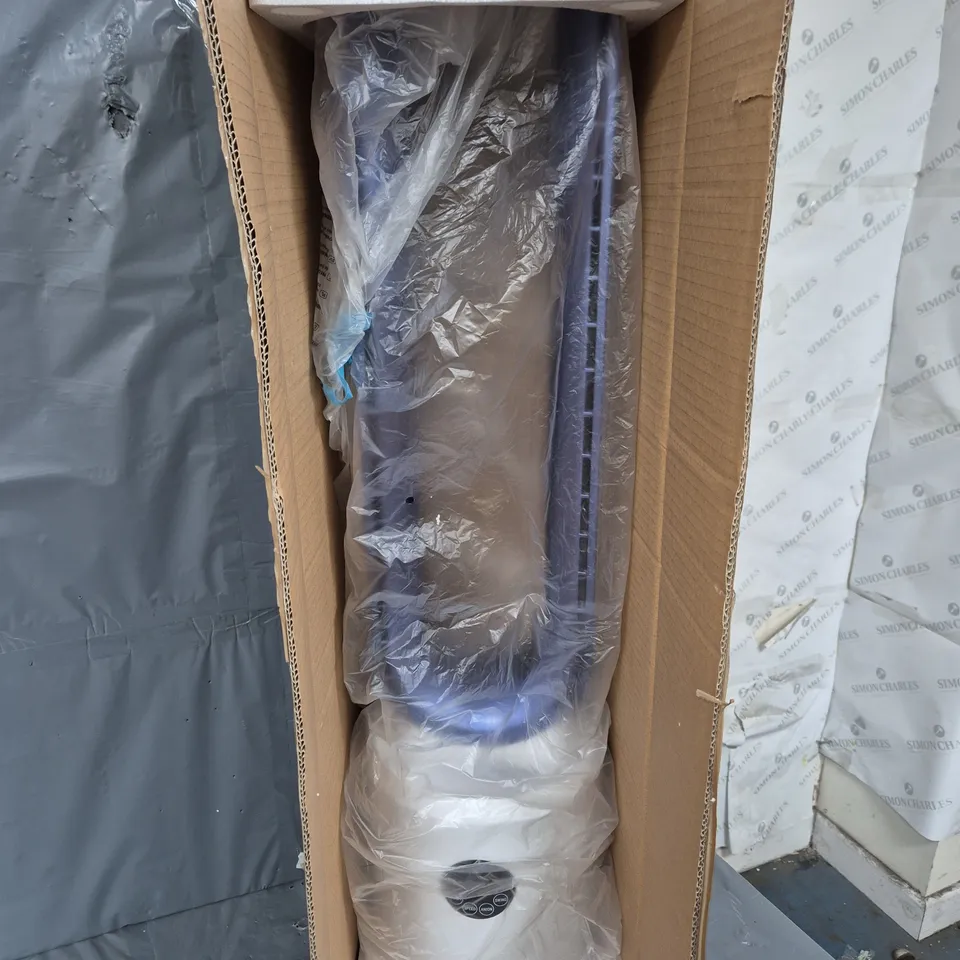 BOXED BLISS & BEYOND PURE AIR BLADELESS TOWER FAN IN WHITE/BLUE