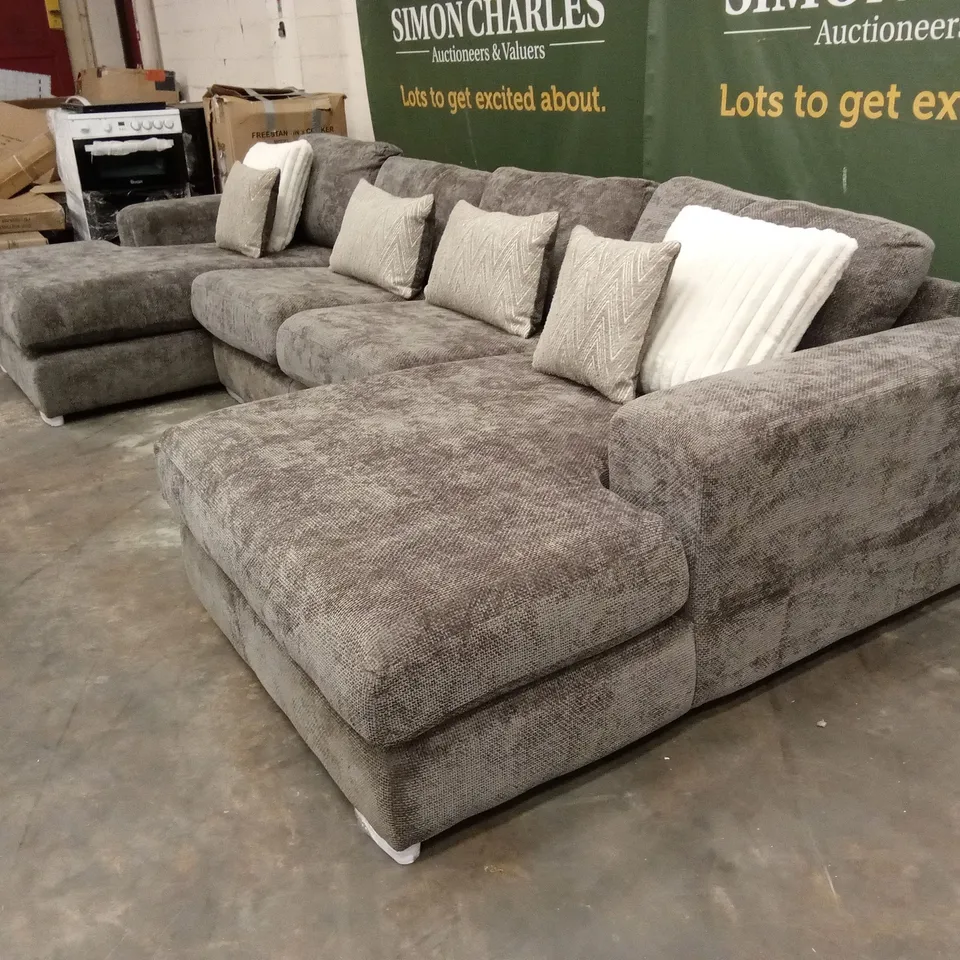 BROADGATE LARGE U-SHAPE MODULAR SOFA WITH FOOTSTOOL - GREY RRP £3299