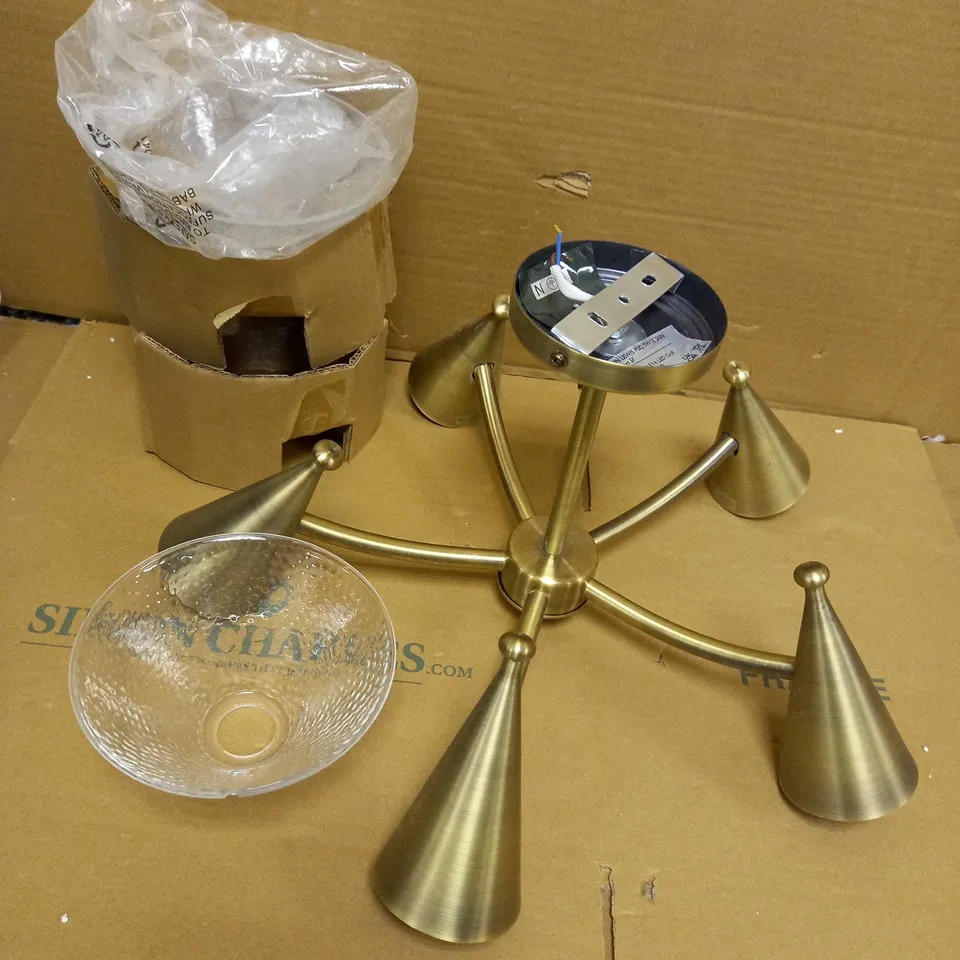 JOHN LEWIS ANTIQUE BRASS FINISH CLEAR GLASS SHADE CEILING LIGHT 