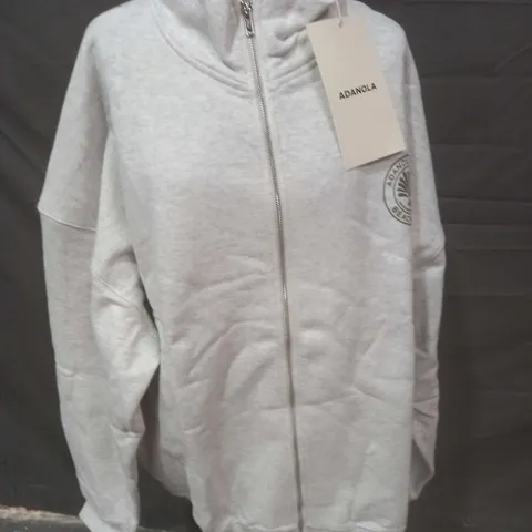 ADANOLA VACATION OVERSIZED FUNNEL FULL ZIP SWEATSHIRT IN LIGHT GREY - XXXL