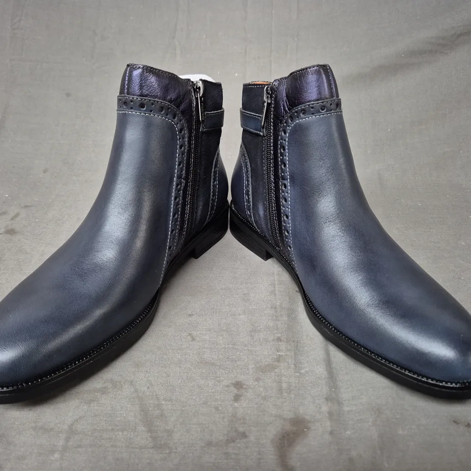 BOXED PAIR OF PIKOLINOS ANKLE BOOTS IN BLUE EU SIZE 41