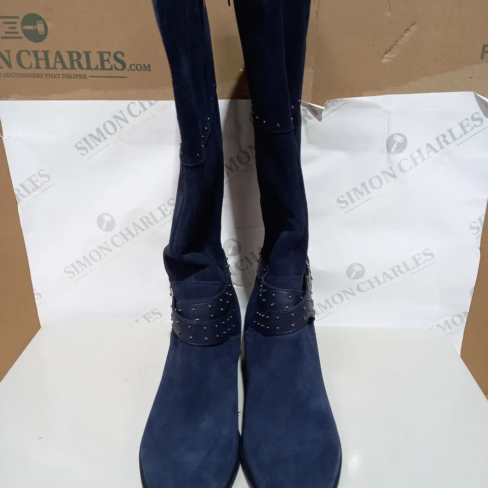 MARC FISHER NAVY SUEDE HIGH RISE BOOTS - SIZE 7