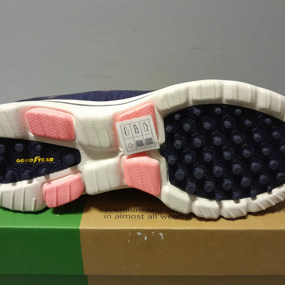 BOXED PAIR OF SKECHERS WOMENS GO GOLF WALK TRAINERS IN NAVY/PINK - UK 5