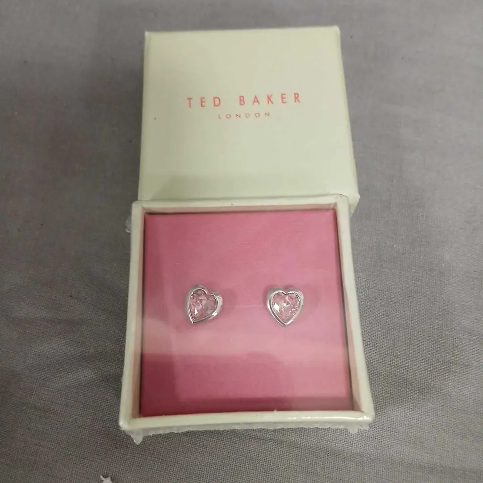 TED BAKER LONDON HEART-SHAPED STUD EARRINGS IN BOX