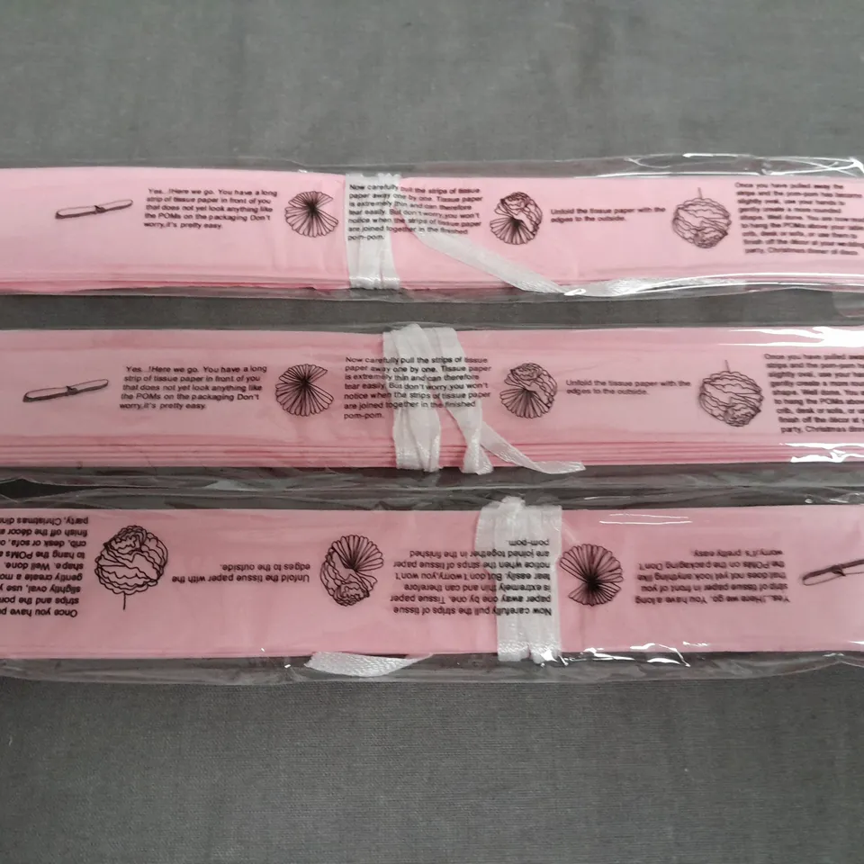 LARGE QUANTITY OF LIGHT PINK  10" TISSUE PAPER DECORATIONS