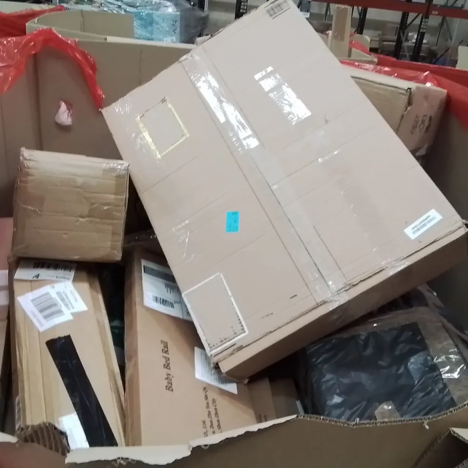 PALLET OF ASSORTED HOUSEHOLD GOODS AND PRODUCTS TO INCLUDE;KIDS STORAGE BOX,PICTURE FRAME,BED RAIL