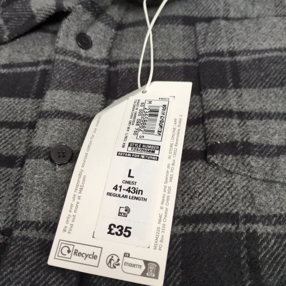 MARKS AND SPENCER LARGE GREY MIX BUTTONED SHIRT WITH TAGS