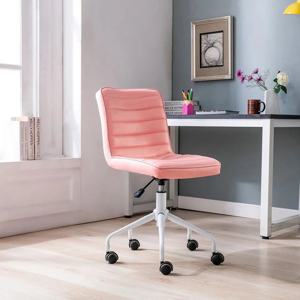 BRAND NEW PORTHOS HOME CARA FAUX LEATHER ARMLESS SWIVEL OFFICE CHAIR -PINK-