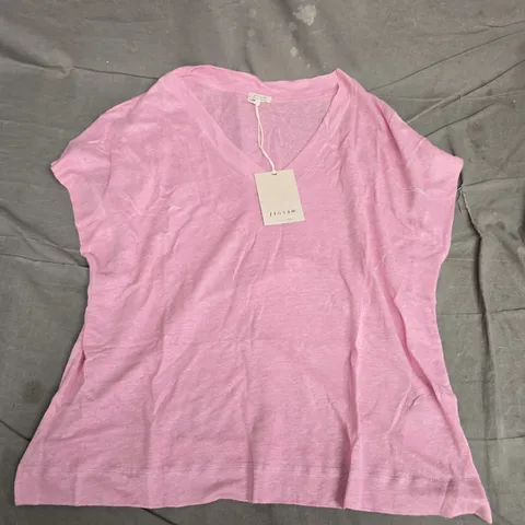 JIGSAW LINEN V-NECK TEE – PINK, XL