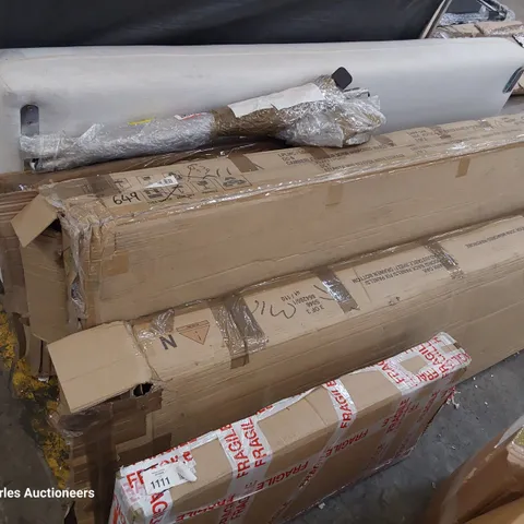 PALLET OF ASSORTED BOXED FURNITURE PARTS INCLUDING MID SLEEPER, WARDROBE PARTS,