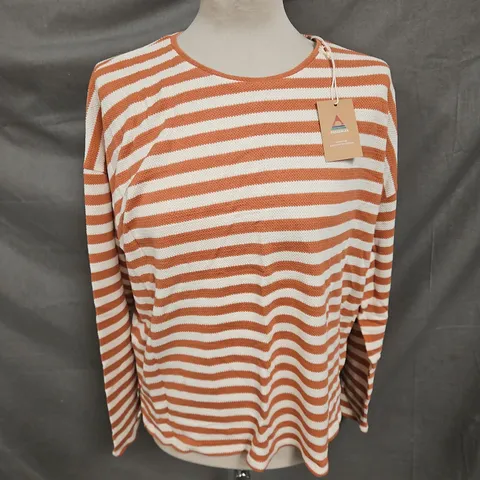 PASSENGER PANORAMA STRIPED LONG SLEEVE TSHIRT IN GLAZED GINGER SIZE L