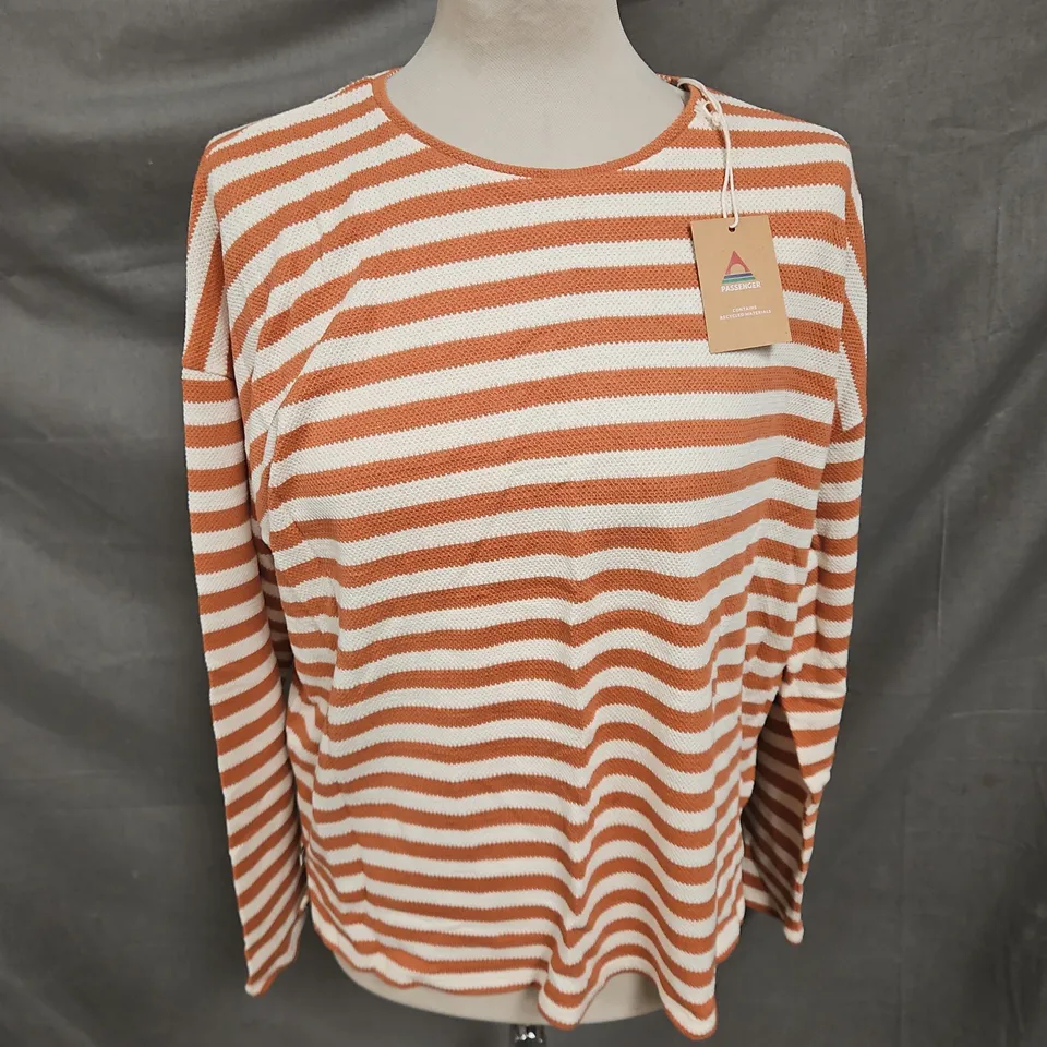 PASSENGER PANORAMA STRIPED LONG SLEEVE TSHIRT IN GLAZED GINGER SIZE L