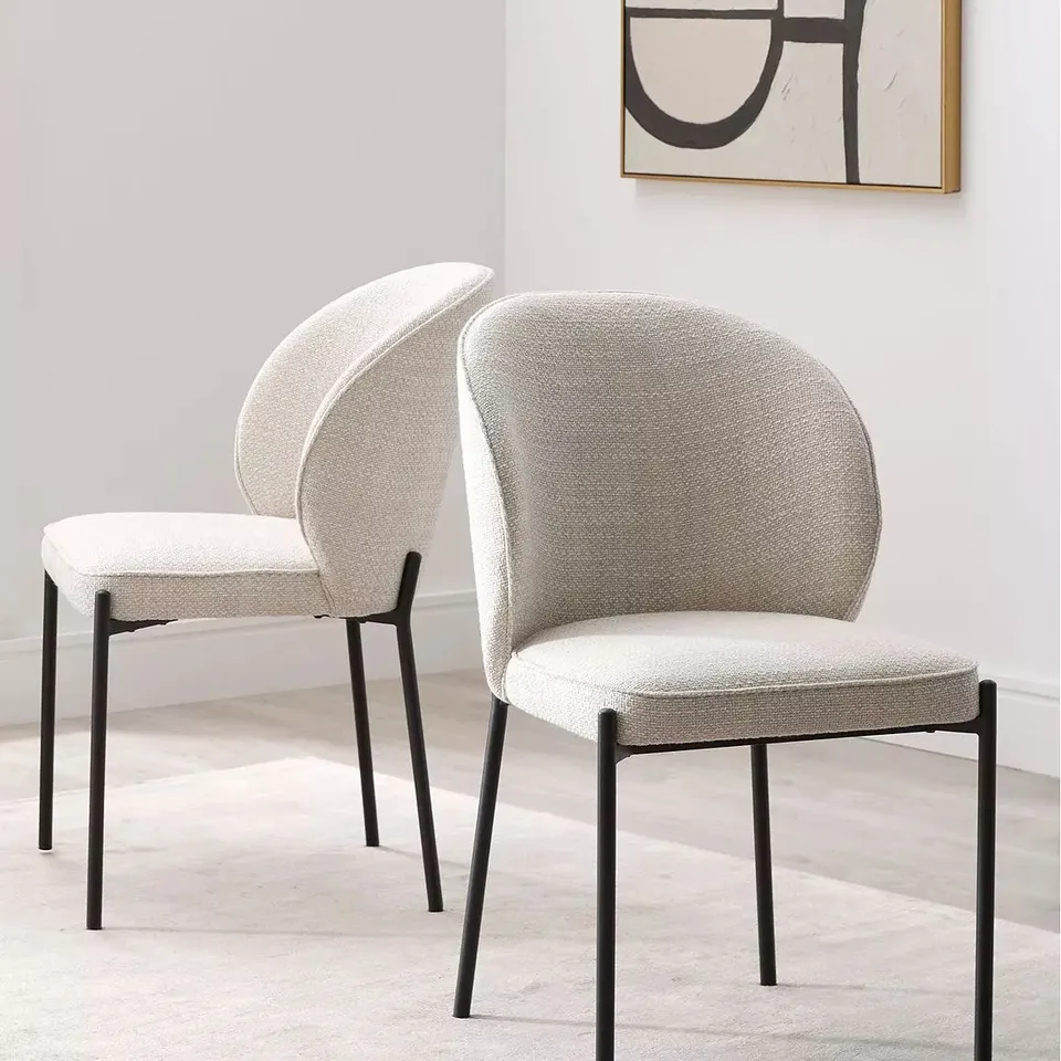 BOXED NORDIC PAIR OF 2 FABRIC CHAIRS - GREY/BLACK