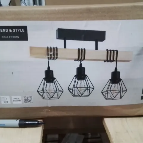 BOXED EGLO TOWNSHEND 3-LIGHT INDUSTRIAL SEMI FLUSH CEILING LIGHT