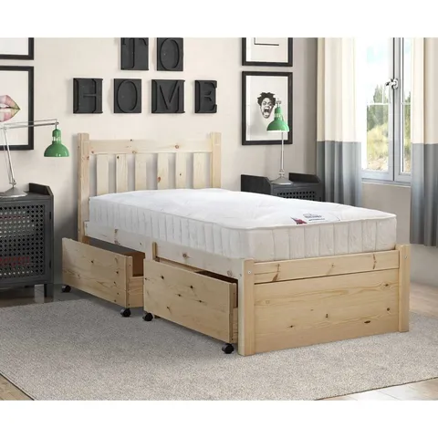 BOXED ABANA SOLID WOOD SINGLE STORAGE BED (1 BOX)