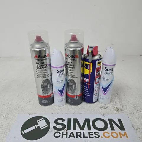 APPROXIMATELY 15 ASSORTED AEROSOLS TO INCLUDE WD40, SURE VITALITY, HOLTS BRAKE & PARTS CLEANER, ETC