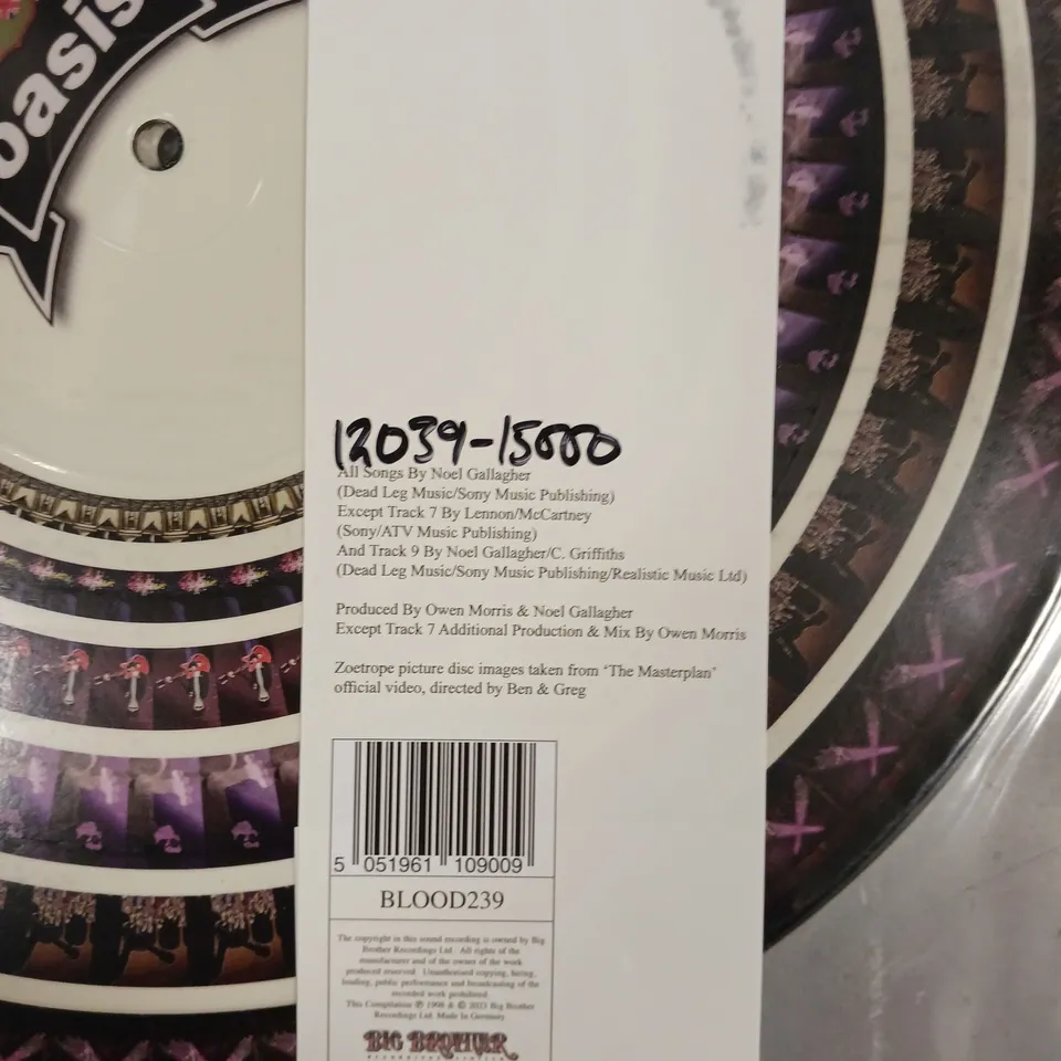 OASIS THE MASTERPLAN LIMITED EDITION 25TH ANNIVERSARY ZOETROPE PICTURE DISC VINYL 