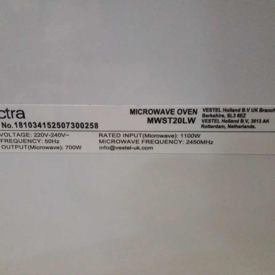 BOXED ELECTRA MWST20LW MICROWAVE OVEN - WHITE 