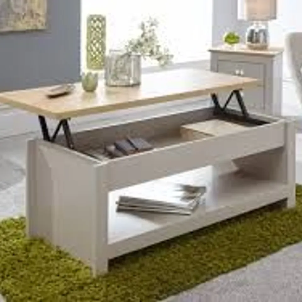 BOXED LANCASTER GREY LIFT UP COFFEE TABLE (1 BOX)