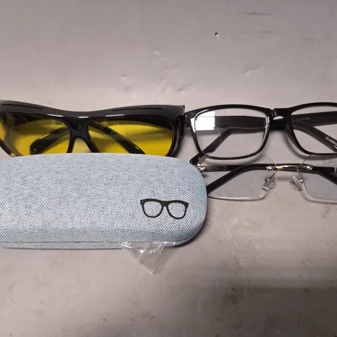 APPROXIMATELY 15 ASSORTED VISION CARE ITEMS TO INCLUDE -HD VISION GLASSES , EYEWEAR GLASSES , CARRY CASES 