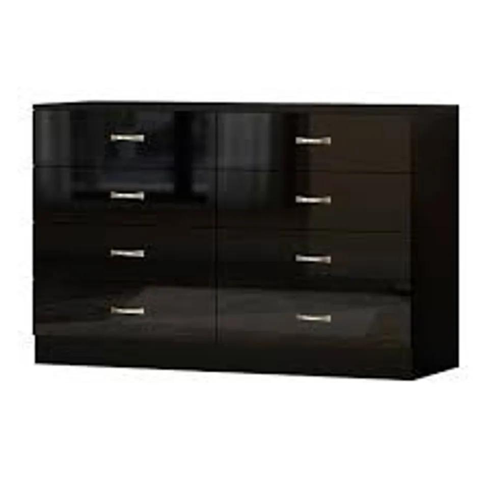 BOXED CHILTERN EIGHT DRAWER CHEST BLACK GLOSS (2 BOXES)